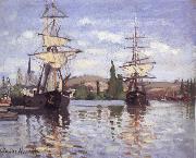 Ships Riding on the Seine at Rouen Claude Monet